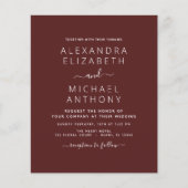 Budget Burgundy Wedding Modern Typografie (Voorkant)