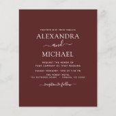 Budget Burgundy Wedding Modern Typografie Flyer (Voorkant)