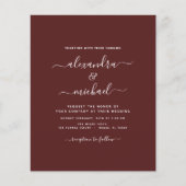 Budget Burgundy Wedding Modern Typografie Flyer (Voorkant)