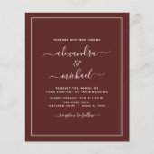 Budget Burgundy Wedding Modern Typography Flyer (Voorkant)