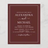 Budget Burgundy Wedding Modern Typography Flyer (Voorkant)