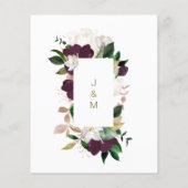 BUDGET Burgundy White & Gold Weduwen Uitnodiging (Achterkant)