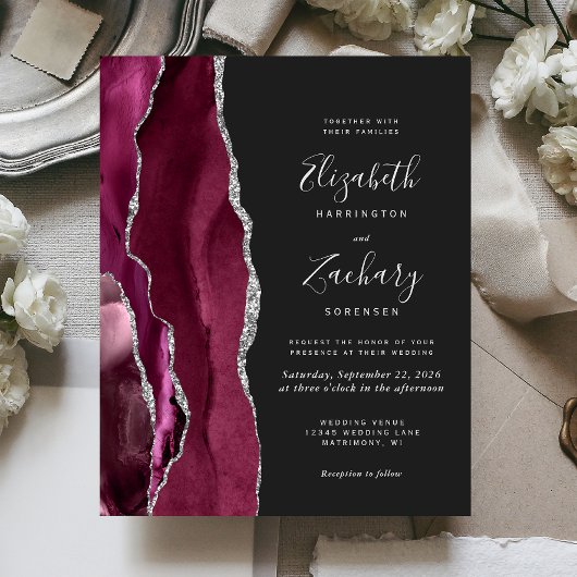 Budget Burgundy Zilveren Agate Donkere Trouw Uitno