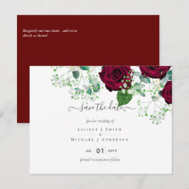 BUDGET Burgundyrode rozen Gypsophila TROUW Briefkaart
