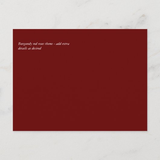 BUDGET Burgundyrode rozen Gypsophila TROUW Briefkaart (Achterkant)