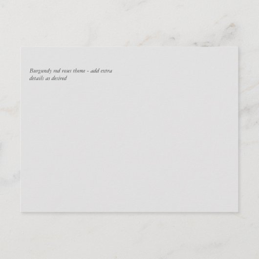 BUDGET Burgundyrode rozen Gypsophila TROUW Briefkaart (Achterkant)