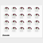 BUDGET Burgundyrode rozen Gypsophila TROUW Ronde Sticker (Vel)