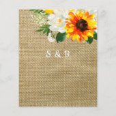 Budget Burlap Sunflower & Whi Floral Save the Date (Achterkant)
