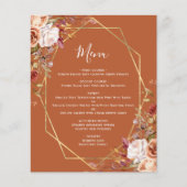 Budget Burnt Orange Fall Floral Wedding Menu (Voorkant)