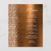 Budget Burnt Orange Glam Glitter Wedding Menu (Voorkant)