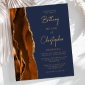 Budget Burnt Oranje Agate Blue Wedding Invite