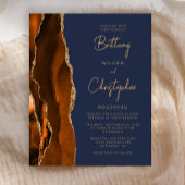 Budget Burnt Oranje Agate Blue Wedding Invite