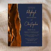 Budget Burnt Oranje Agate Blue Wedding Invite