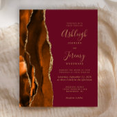 Budget Burnt Oranje Agate Burgundy Wedding Invite