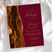 Budget Burnt Oranje Agate Burgundy Wedding Invite
