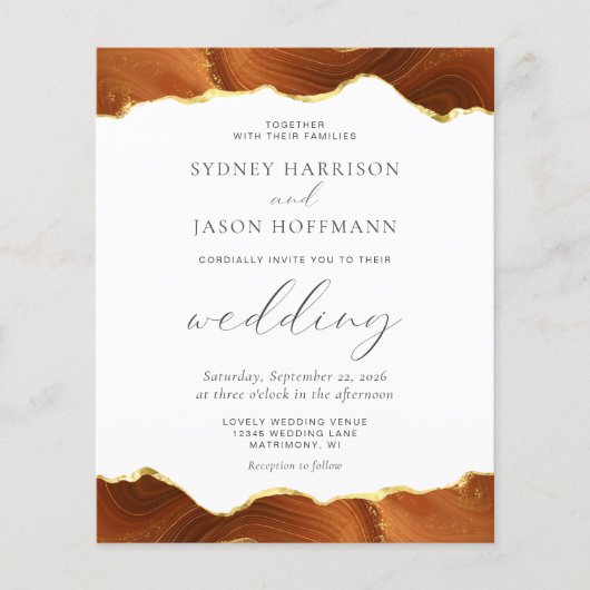 Budget Burnt Oranje Agate Gold Wedding (Voorkant)