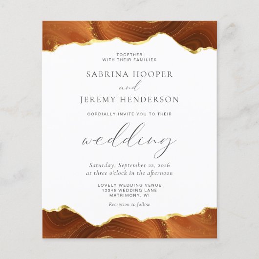 Budget Burnt Oranje Agate Gold Wedding (Voorkant)