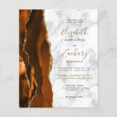 Budget Burnt Oranje Agate Marble Wedding Invite (Voorkant)