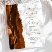 Budget Burnt Oranje Agate Marble Wedding Invite