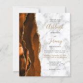 Budget Burnt Oranje Agate Marble Wedding Invite (Voorkant)