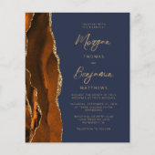 Budget Burnt Oranje Agate Navy Blue Wedding Invite (Voorkant)