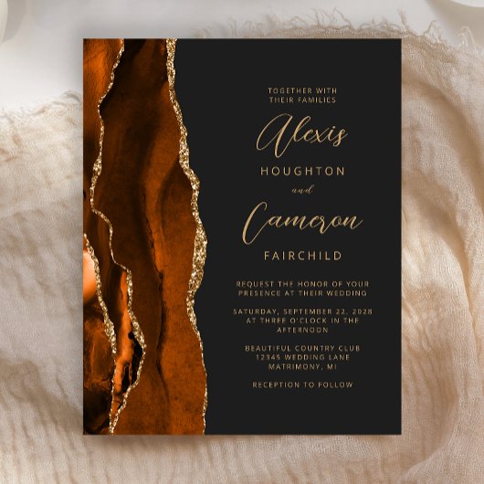 Budget Burnt Oranje Agate Slate Wedding