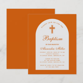 Budget Burnt Oranje Girl Baptism Arch Uitnodiging