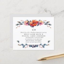 Budget Burnt Oranje Green Wedding Invitations