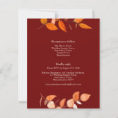 Budget Burnt Oranje Leaf Red Wedding RSVP nodigt u (Achterkant)