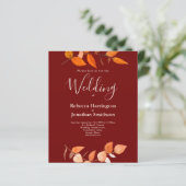 Budget Burnt Oranje Leaf Red Wedding RSVP nodigt u (Staand voorkant)