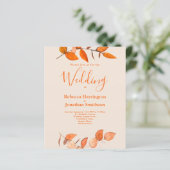 Budget Burnt Oranje Leaf Wedding RSVP Uitnodiging (Staand voorkant)