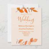 Budget Burnt Oranje Leaf Wedding RSVP Uitnodiging (Voorkant)