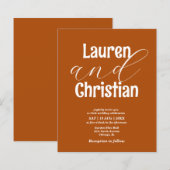 Budget Burnt Oranje Scripting Wedding Uitnodiging (Voorkant / Achterkant)