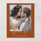 Budget Burnt Sinaasappel bruiloft Dank u kaart (Voorkant)