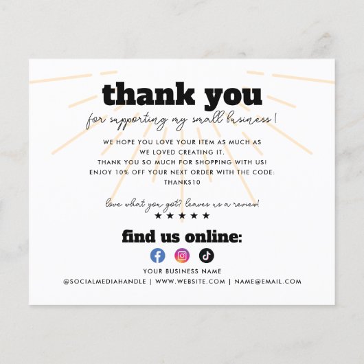 Budget Business Bedankt Retro Boho Rainbow Sun (Achterkant)