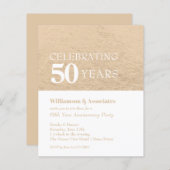 Budget Business Jubileum Gold White Invitations (Voorkant / Achterkant)