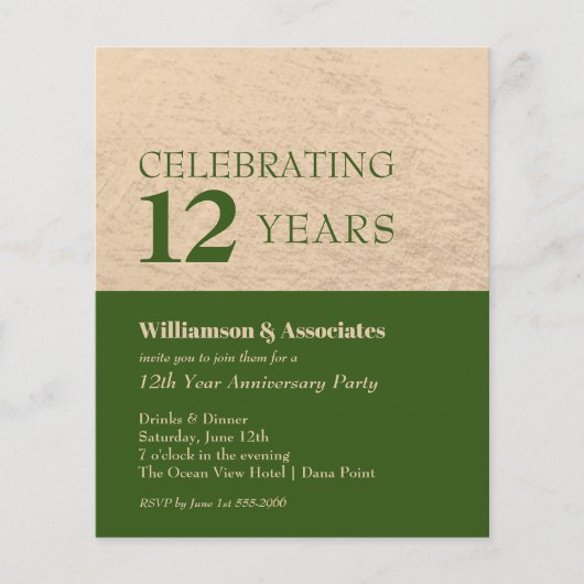 Budget Business Jubileum Green Gold Invitations (Voorkant)