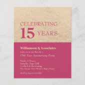 Budget Business Jubileum Pink Gold Uitnodiging (Voorkant)