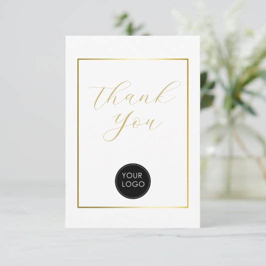 Budget Business Logo Script Bedankt White Informatiekaartje (Staand voorkant)