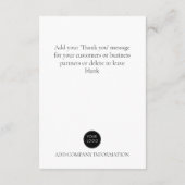 Budget Business Logo Script Bedankt White Informatiekaartje (Achterkant)