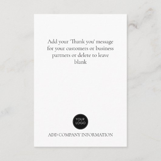 Budget Business Logo Script Bedankt White Informatiekaartje (Achterkant)