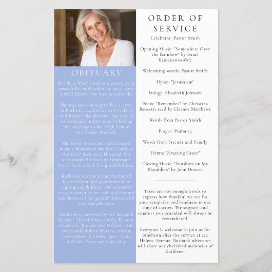 BUDGET Butterflies Photo Memorial Service Programm (Achterkant)