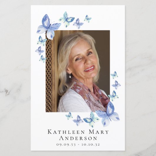 BUDGET Butterflies Photo Memorial Service Programm (Voorkant)