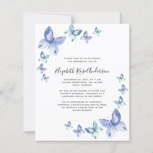 BUDGET Butterfly Celebration of Life Invitation