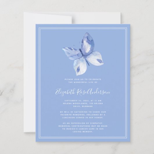 BUDGET Butterfly Celebration of Life Invitation (Voorkant)