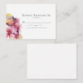 BUDGET Butterfly Floral Wedding RSVP Kaart Notitiekaartje (Voorkant / Achterkant)
