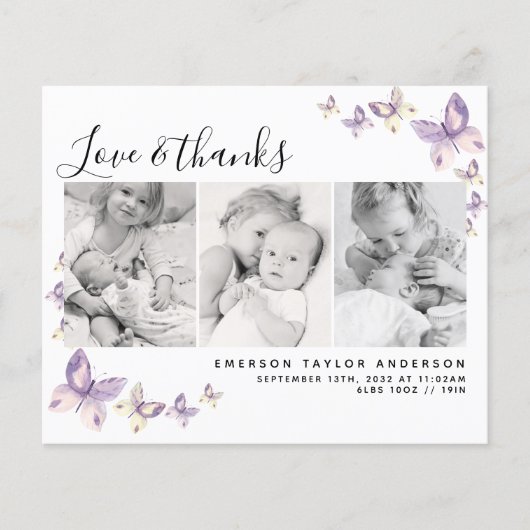 Budget Butterfly Foto Baby Hartelijk dank (Voorkant)