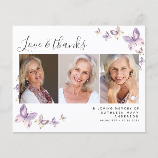 Budget Butterfly Foto Funeral Hartelijk dank (Voorkant)