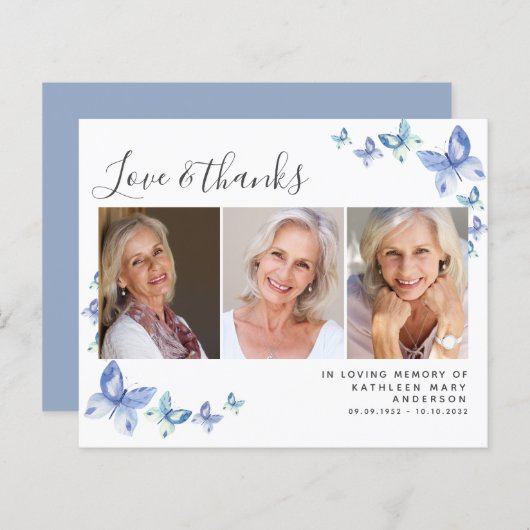 Budget Butterfly Foto Funeral Hartelijk dank (Voorkant / Achterkant)