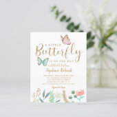Budget Butterfly Garden Gold Baby shower Invite (Staand voorkant)